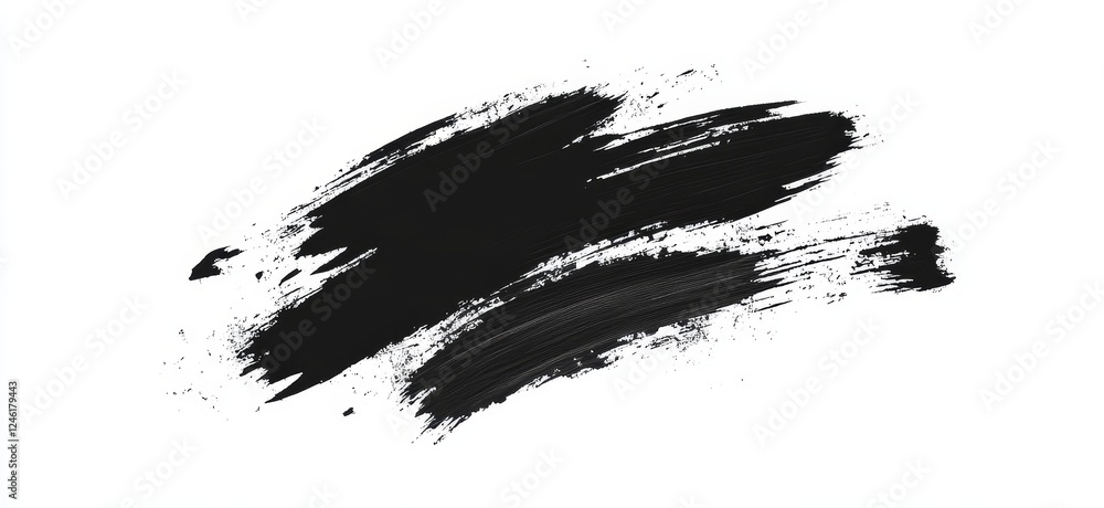 Black paint strokes on white, design element Black paint strokes on white, design element