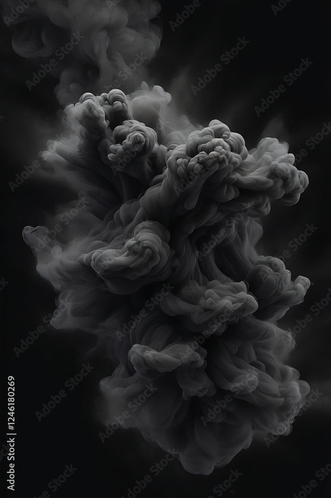 Floating particles of charcoal dust swirling in a dark void, illuminated by soft, moody lighting. Floating particles of charcoal dust swirling in a dark void, illuminated by soft, moody lighting.