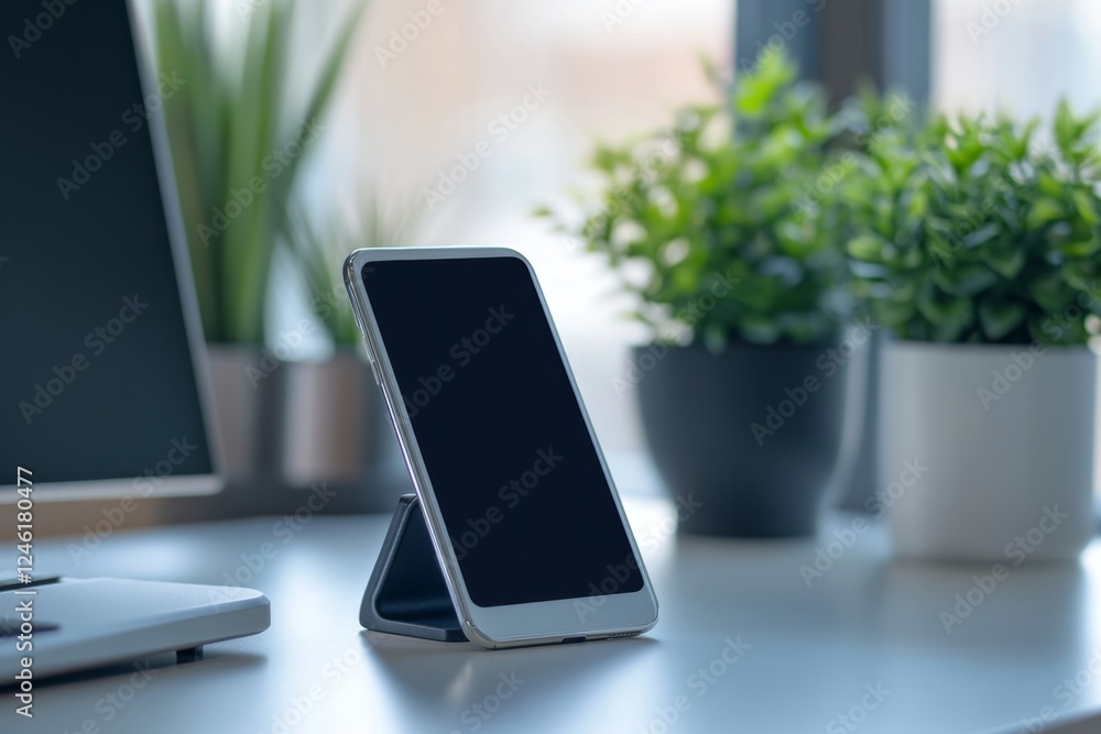 Stylish Smartphone on a Modern Desk Stylish Smartphone on a Modern Desk