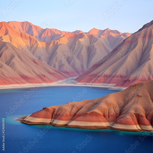 Mountains of Hormuz with incredibly paradisaical Colors on the Iranian island of Hormuz photo