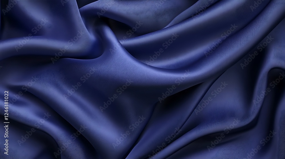 Blue silk fabric, draped folds, texture Blue silk fabric, draped folds, texture