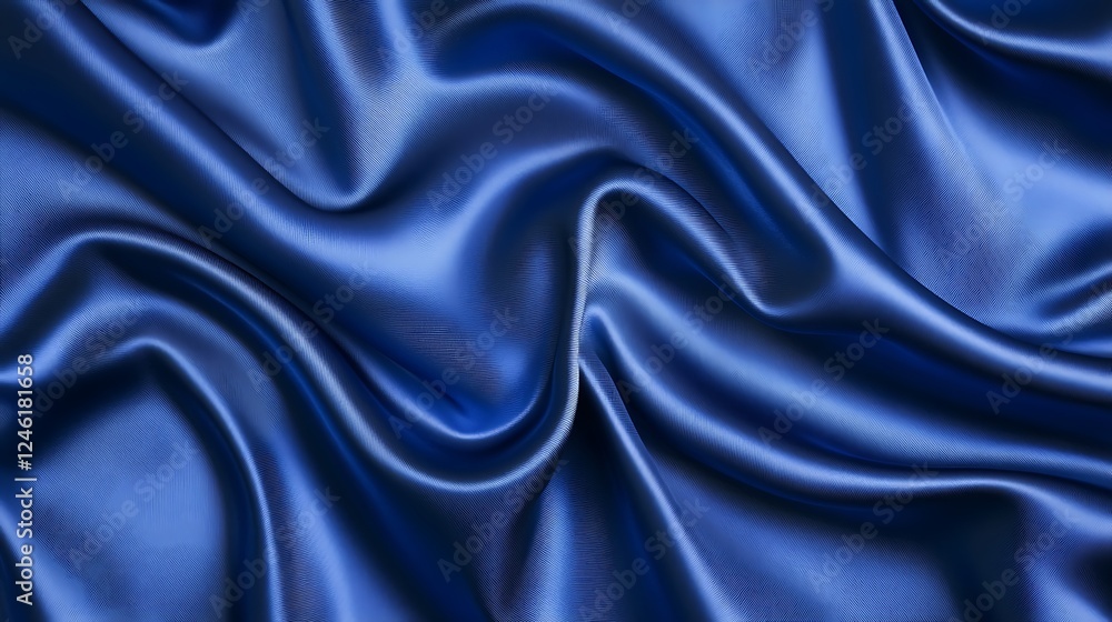 Obraz premium Blue silk fabric, draped, smooth, background texture