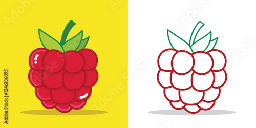 A Raspberry Illustration for a coloring book or design element
