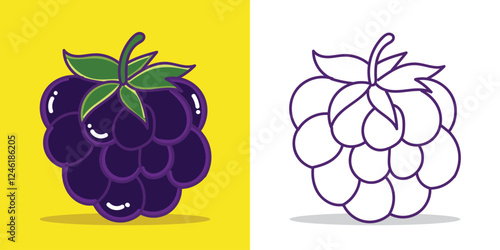 a Blackberry illustration for a coloring book or design element