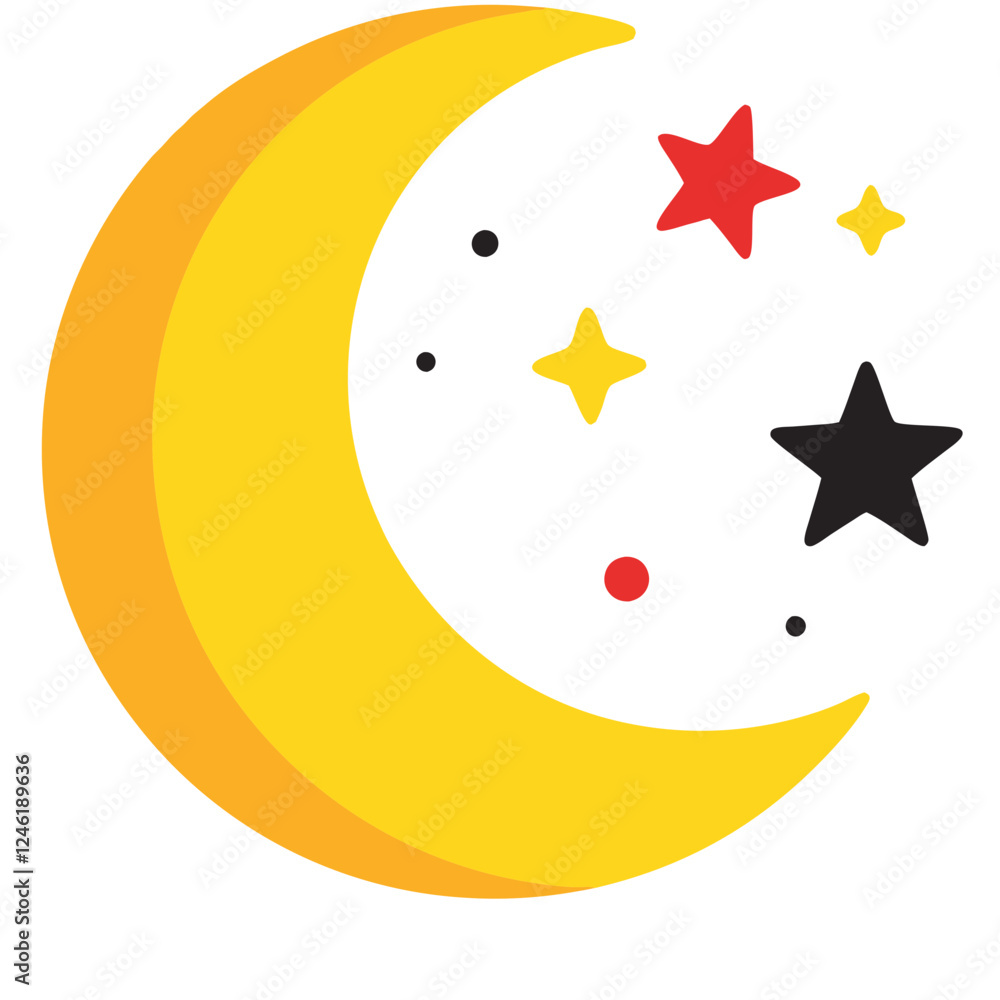 vector illustration of a star and moon vector illustration of a star and moon