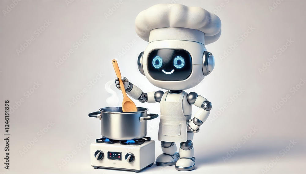 Naklejka premium Ai chef cooking delicious meals kitchen digital art modern environment close-up view