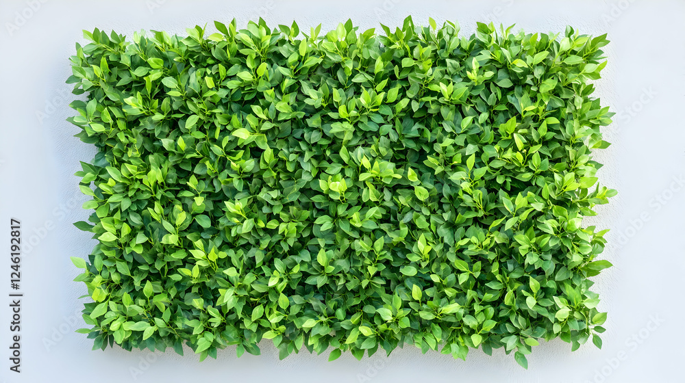 Obraz premium Green leafy wall panel on white background