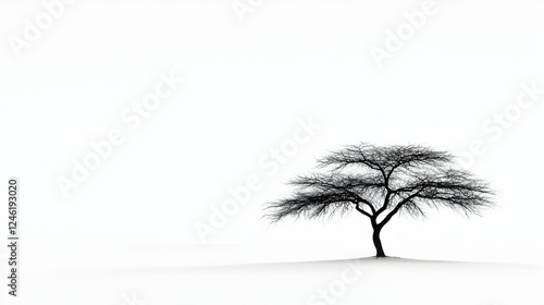 Isolated tree silhouette on white background.  Possible use in nature photography photo