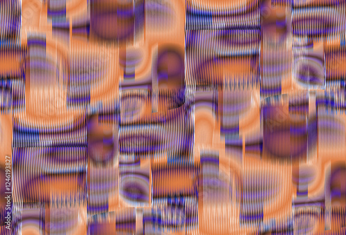  Abstract striped seamless background with textured optical illusion in orange tones. For mobile apps, wall art, wallpaper, wall panel, fabric, poster, interior decor. 