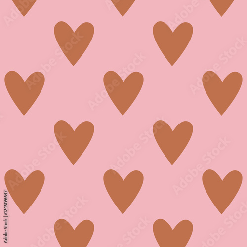 Heart chocolate pattern vector illustration. Cute seamless pattern with brown hearts on pink background