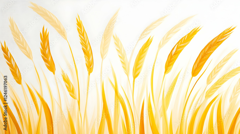 Abstract painting of golden wheat field. Artistic depiction of swaying wheat. Possible use for posters, cards, or digital art Abstract painting of golden wheat field. Artistic depiction of swaying wheat. Possible use for posters, cards, or digital art