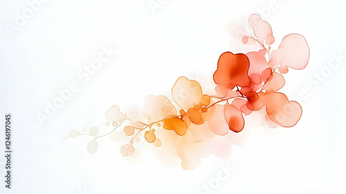 Wallpaper Mural Abstract orange watercolor floral branch on white background; design element for invitation or card Torontodigital.ca