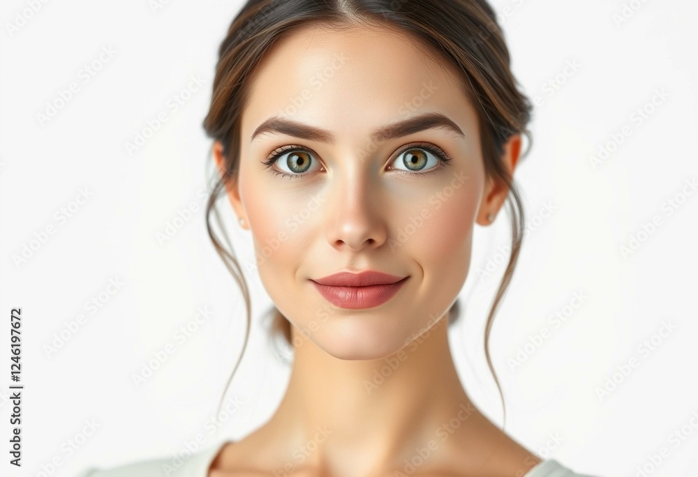 Half-length female portrait on white background Half-length female portrait on white background