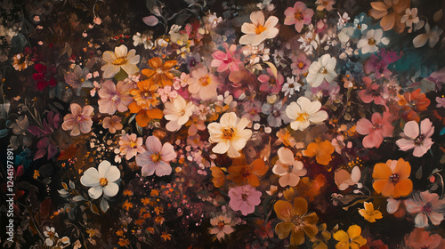 たくさんの花のイラスト背景