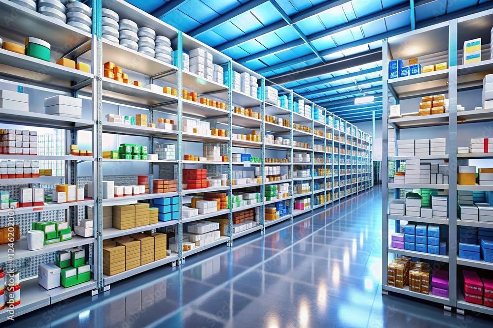 custom made wallpaper toronto digitalOrganized pharmaceutical warehouse shelves for streamlined inventory management.