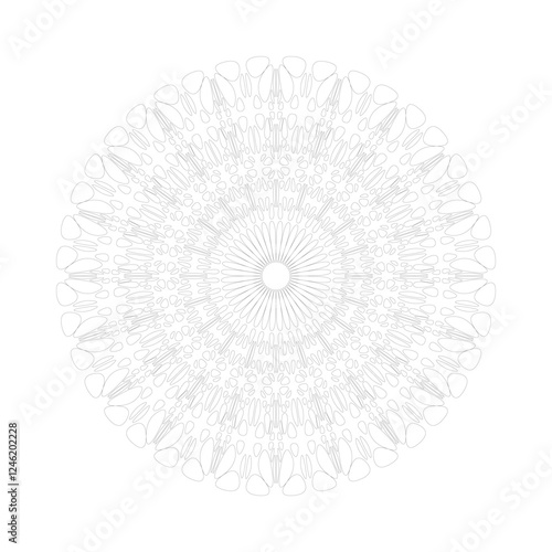 Stone mandala pattern coloring page design - circular floral abstract geometric vector illustration with rounded shapes