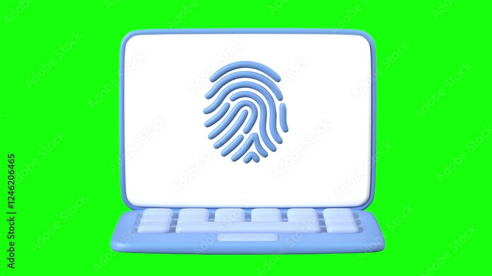 Fingerprint Secured Laptop animation green screen