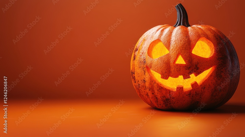 halloween pumpkin on orange background with copy space 3d illustration halloween pumpkin on orange background with copy space 3d illustration