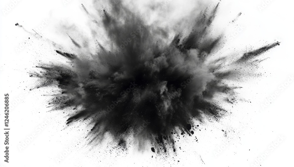 Black powder explosion against white background (1) Black powder explosion against white background (1)