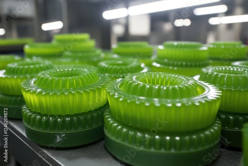 Wallpaper Mural Green Jelly Molds on Stainless Steel Table in Kitchenware Factory Torontodigital.ca