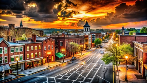 Vintage-style Lawrenceville, GA street scene, AI photo.
