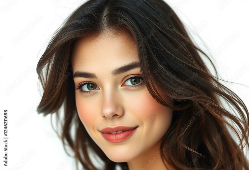 Naklejka premium Half-length female portrait on white background