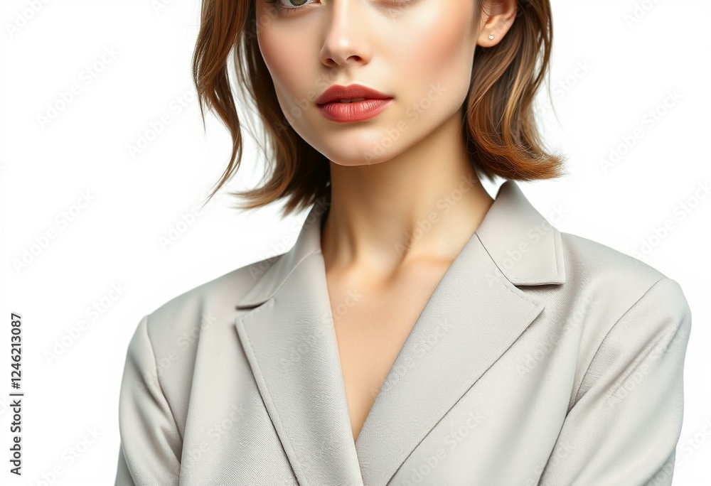 Half-length female portrait on white background Half-length female portrait on white background