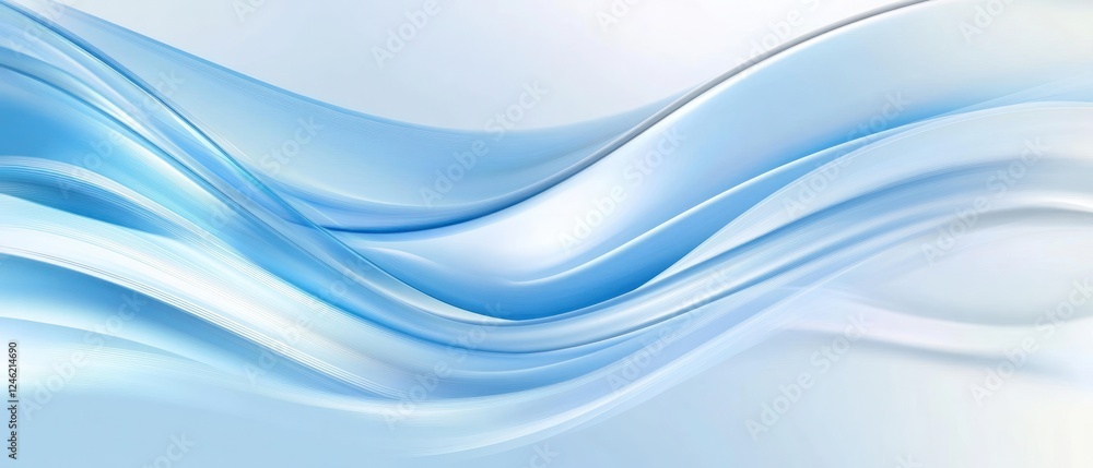 Fototapeta premium Abstract blue waves flowing across a soft gradient background