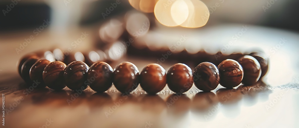 Red tiger eye beads bracelet on wood, bokeh background Red tiger eye beads bracelet on wood, bokeh background