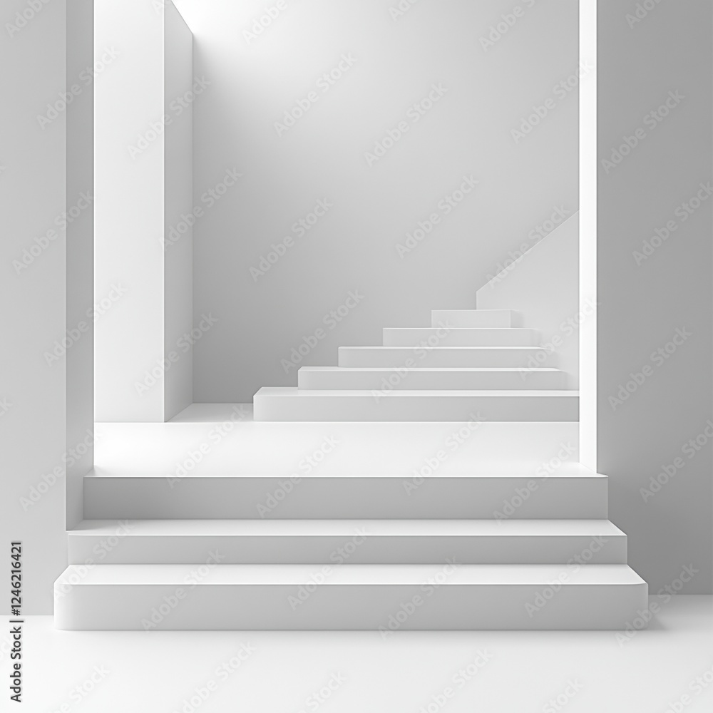 Obraz premium Modern staircase in a minimalist setting.