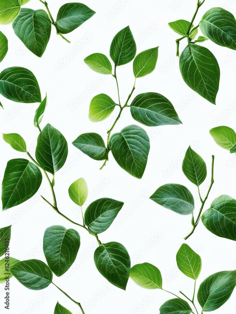 Repeating pattern with fresh green leaves, Repeating green leaf pattern for nature-inspired designs Repeating pattern with fresh green leaves, Repeating green leaf pattern for nature-inspired designs