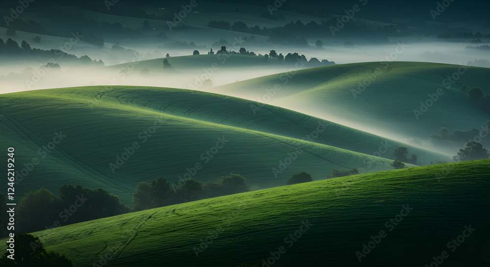 Obraz premium Rolling Hills with Morning Mist