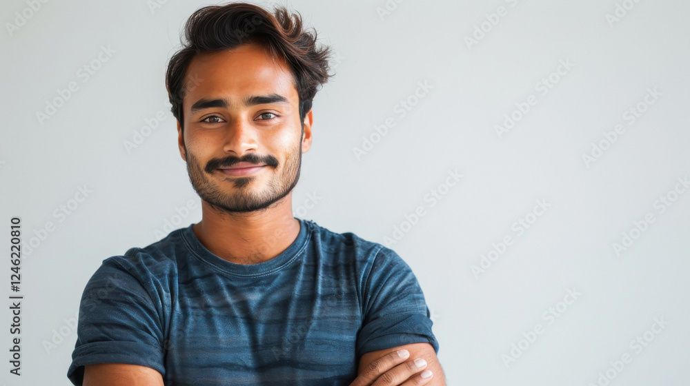 young indian man standing on white background young indian man standing on white background