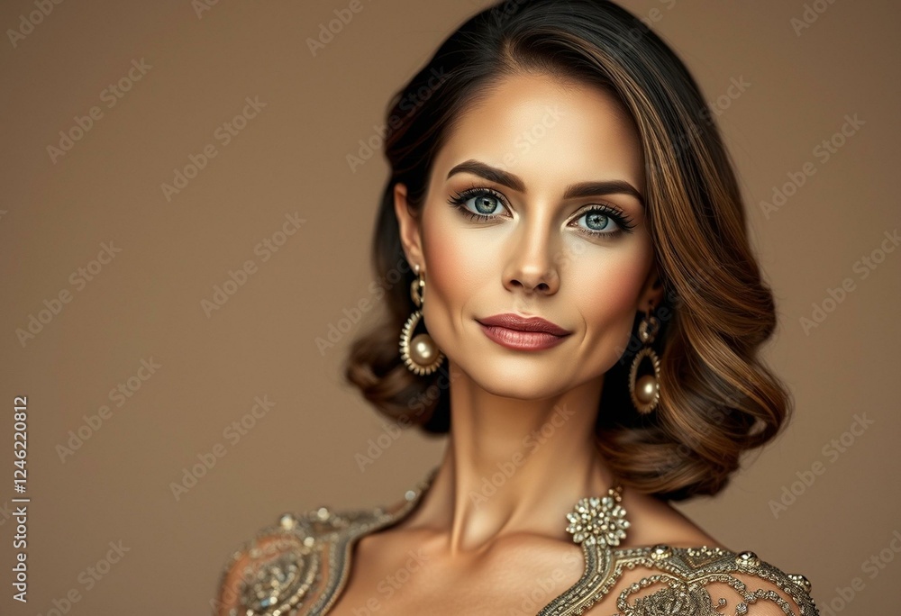Elegant wealthy woman in luxurious attire Elegant wealthy woman in luxurious attire