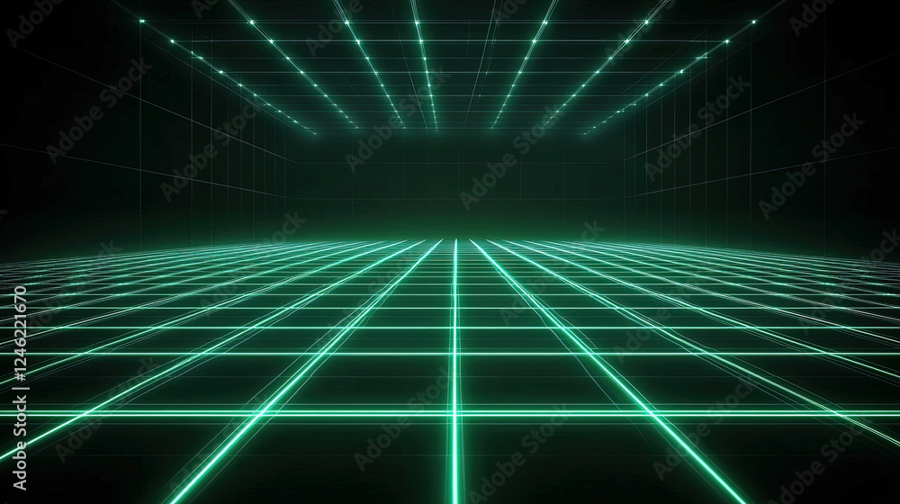 3D Wireframe Blue Neon Background 3D Wireframe Blue Neon Background