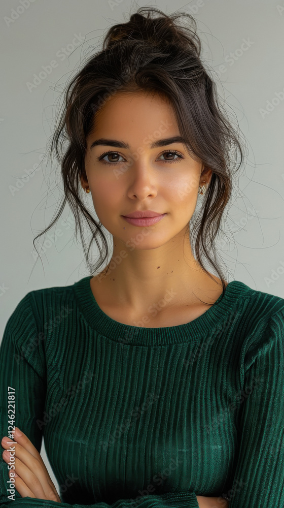 young beautiful woman wearing green sweater young beautiful woman wearing green sweater