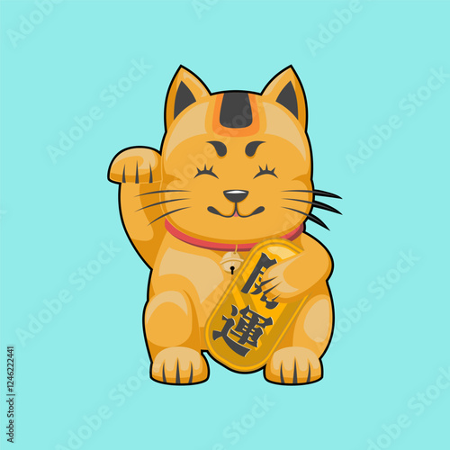 Maneki neko Japanese drawing illustration 