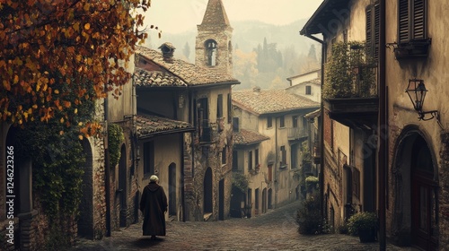 Panoramic view over the entire town of San Casciano dei Bagni Siena Tuscany Italy photo