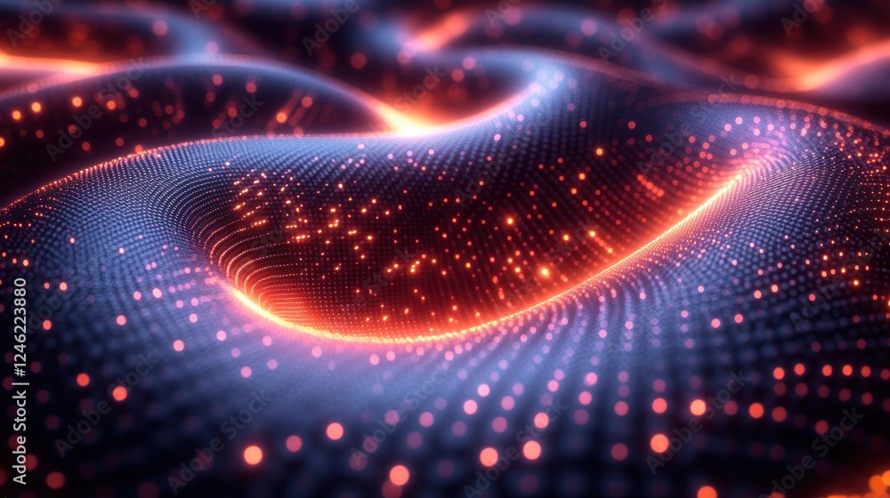 Abstract glowing particle wave. Abstract glowing particle wave.