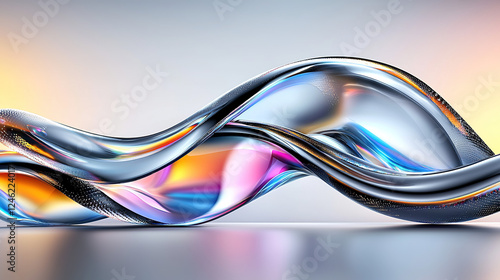 Wallpaper Mural Liquid shapes abstract holographic 3D wavy background with colorful fluid design and flowing smooth motion effects.
 Torontodigital.ca