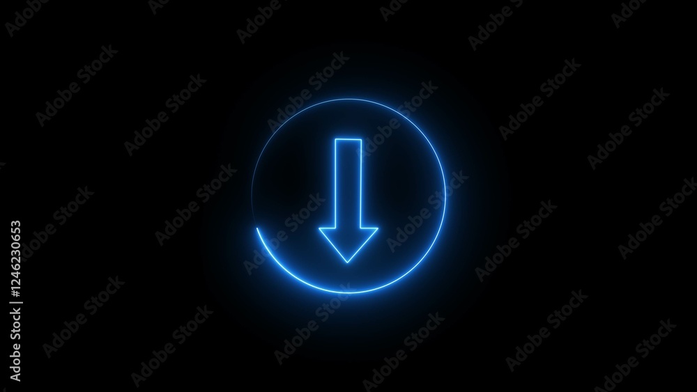 Glowing neon arrow icon and direction sign concept illustration, on black background. Glowing neon arrow icon and direction sign concept illustration, on black background.