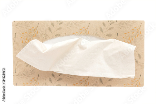 Top view of a tissue box on a white background