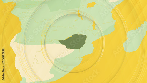 Foto Abstract Map of Zimbabwe and Surrounding Regions with Circular Patterns