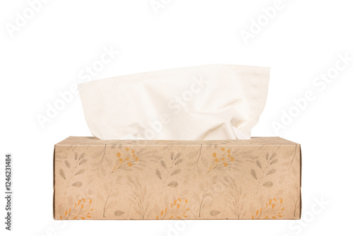 An isolated box of tissues on a white background
