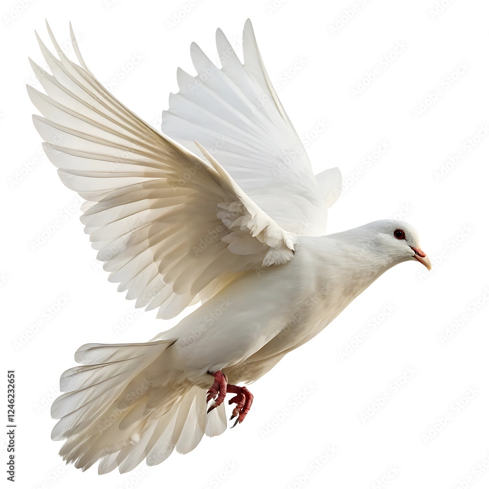 Fototapeta premium White Dove in Flight with Spread Wings