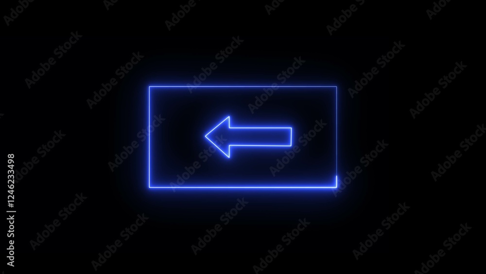 Abstract glowing neon arrow icon and uploading direction concept illustration, on black background. Abstract glowing neon arrow icon and uploading direction concept illustration, on black background.
