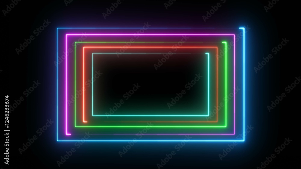 Abstract neon light rectangular frame background illustration 4k. Abstract neon light rectangular frame background illustration 4k.