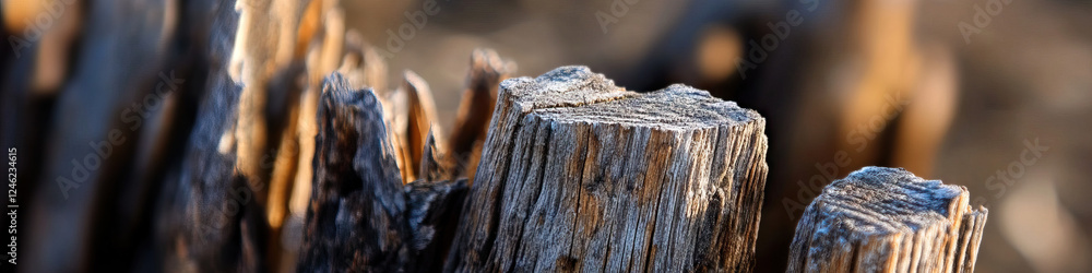 Fototapeta premium Close-up Photograph of Weathered Wood Stumps