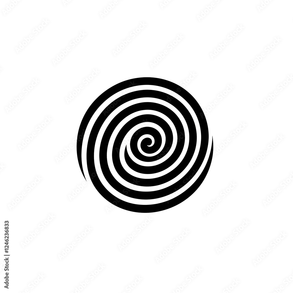 PNG cut out isolated background. A bold black and white hypnotic spiral symbol, creating an optical illusion effect. PNG cut out isolated background. A bold black and white hypnotic spiral symbol, creating an optical illusion effect.