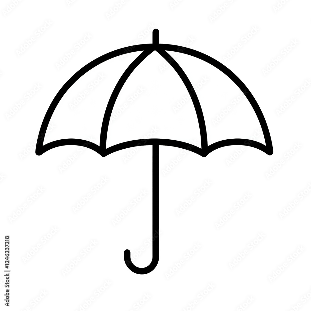 PNG cut out isolated background. A simple black and white umbrella icon with a clean outline design. PNG cut out isolated background. A simple black and white umbrella icon with a clean outline design.